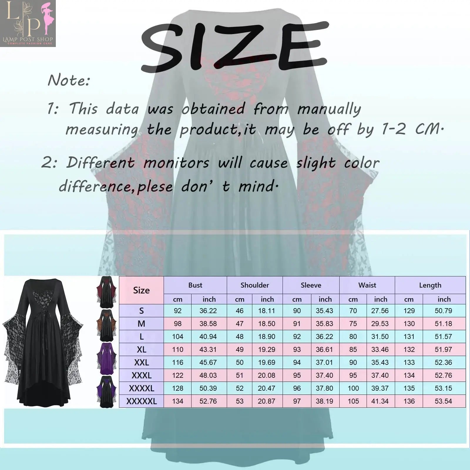 Gothic Halloween Dresses Women Vintage Witch Vampire Dress Dresses Up Carnival Party Dress Trumpet Sleeve Long Dress Plus Size Lamp Post